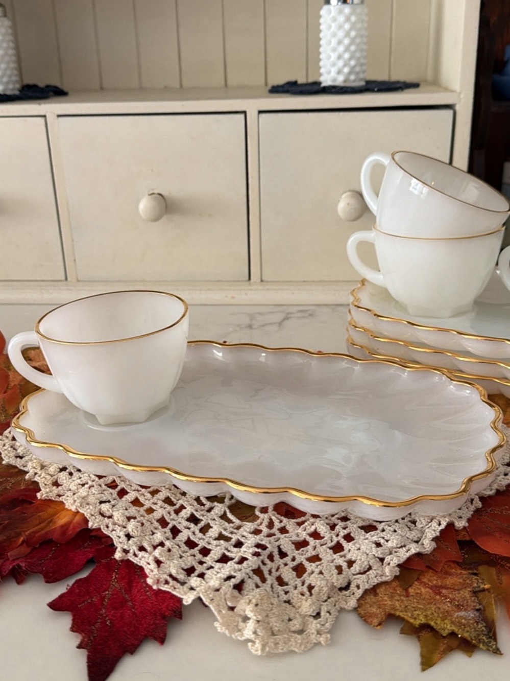 Vintage Fire King Snack Set